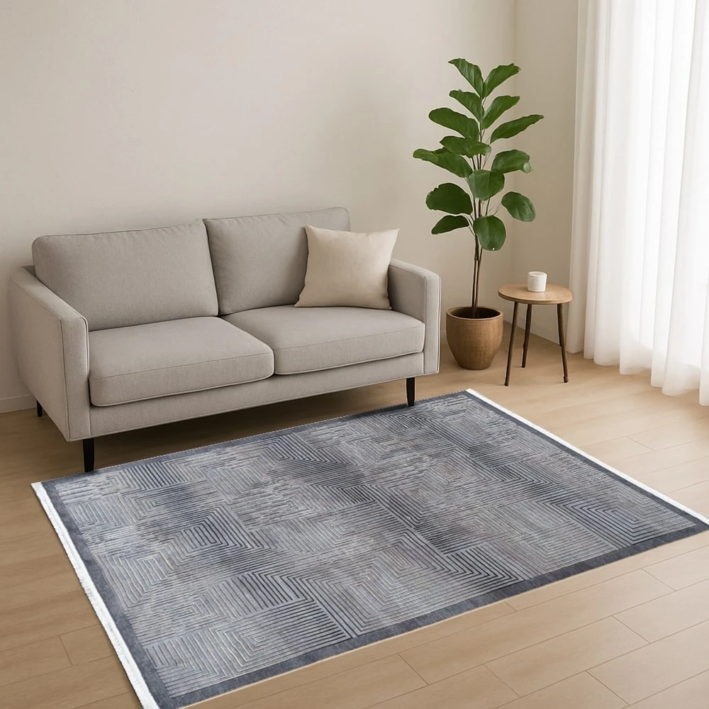 فرش ماشینی مدرن طرح 25mm0000 خاکستری 700 شانه